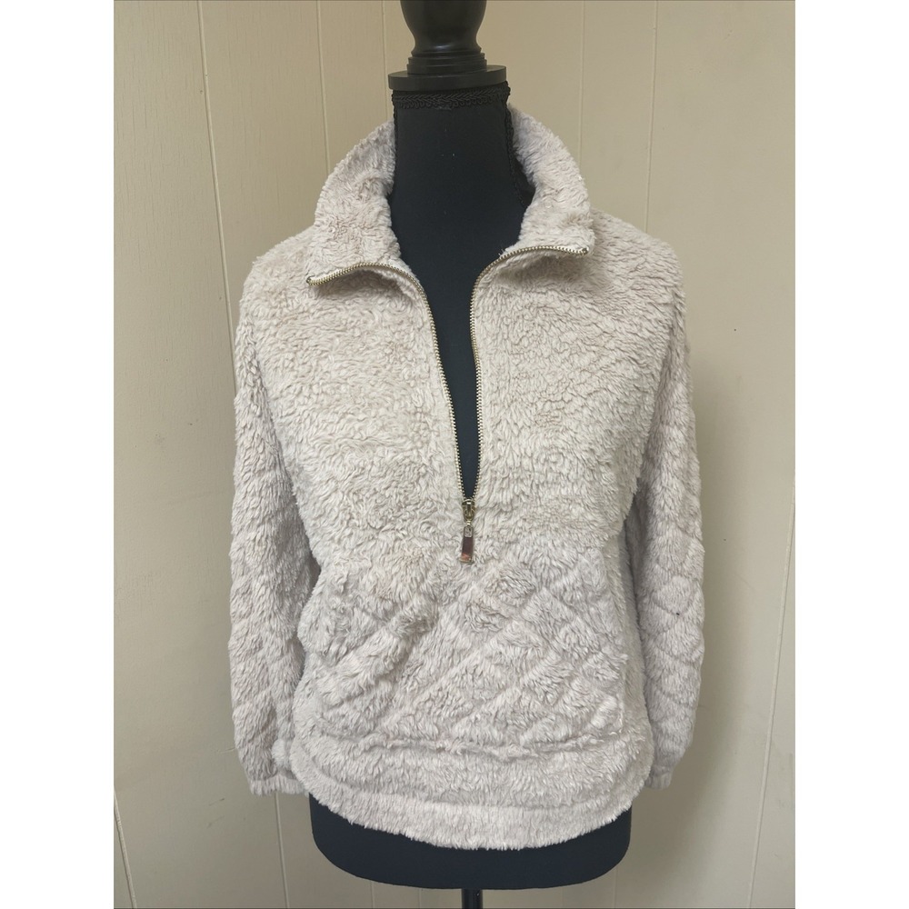NO BOUNDARIES  Pull Over Fleece Jacket w/ Zipper & Pocket Child Sm (3-5) Cream